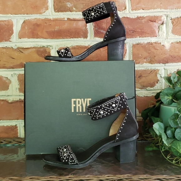 Frye Brielle Deco Studded Back Zip Suede Sandals - Picture 2 of 8